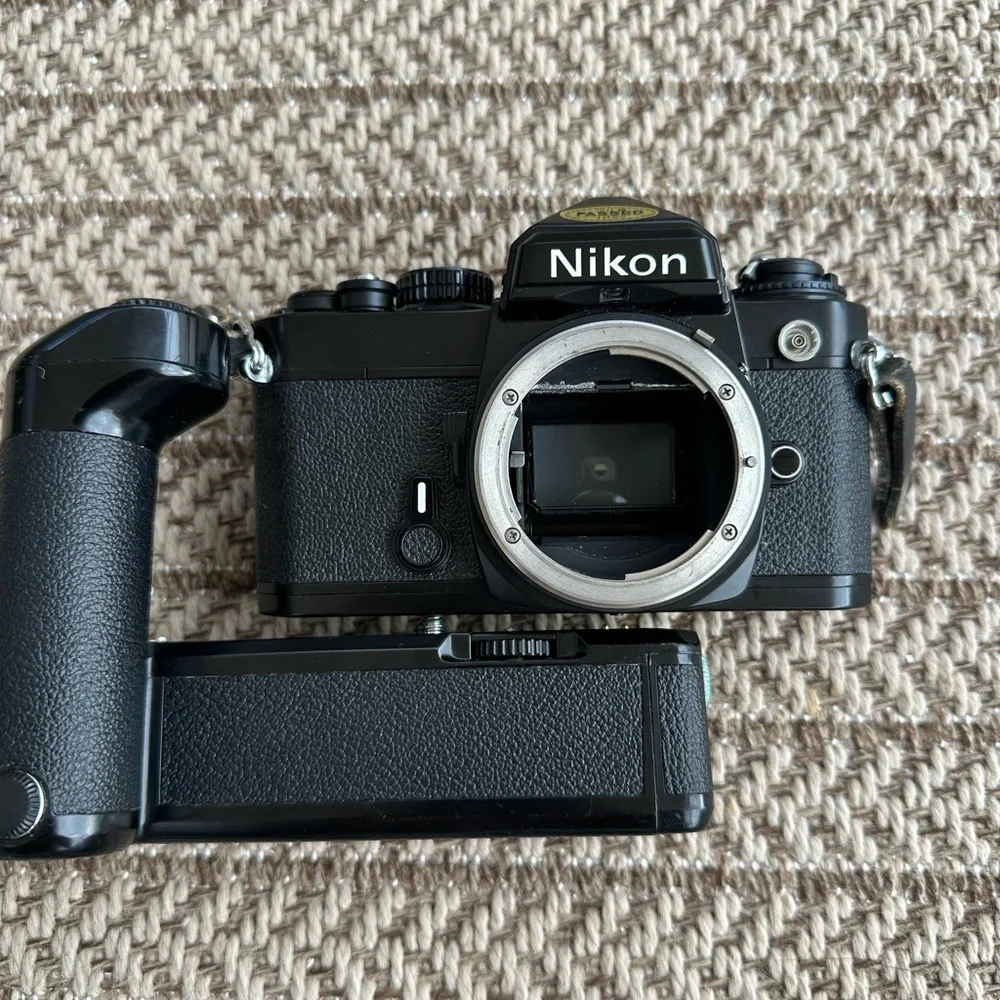 Nikon FE film camera with MD12 attachment grip